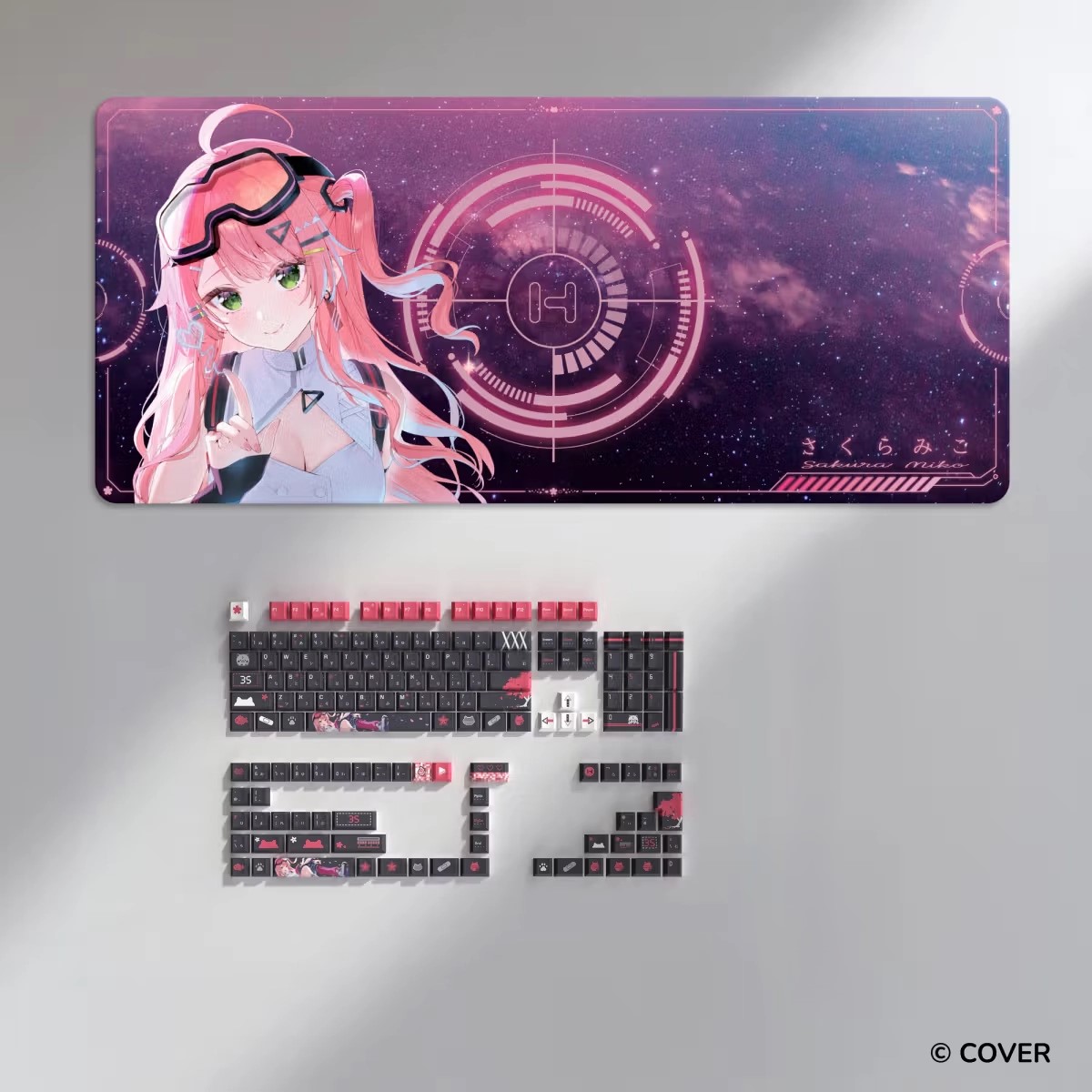 Sakura Miko Keycap Set and Desk Pad Bundle(BLACK)