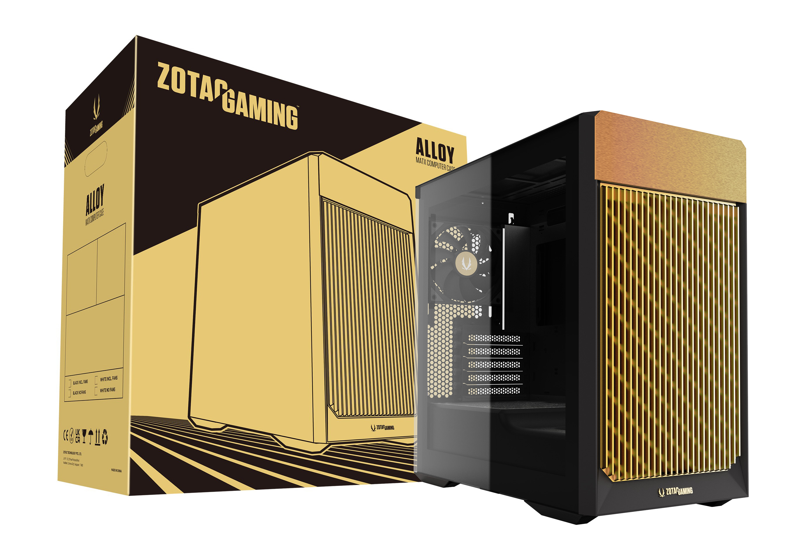 ZOTAC ALLOY MATX CASE W/3 FANS BLACK/GOLD