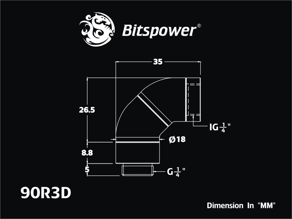 BITSPOWER G1/4"True Brass Triple Rotary 90-Degree IG1/4" Ext thumbnail 4