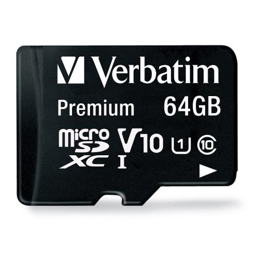 VERBATIM 64GB Premium microSDXC Memory Card CLASS 10 UHS1